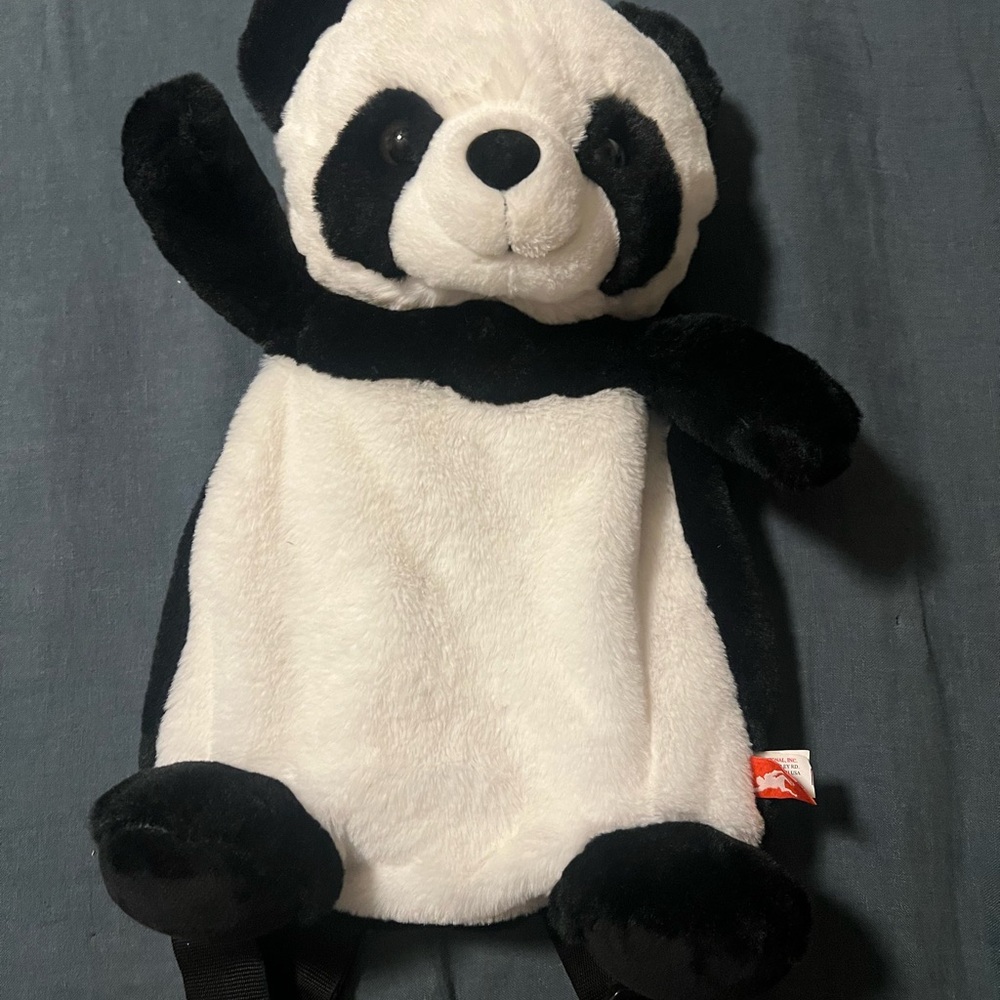 Black and White Stuffed Panda Backpack